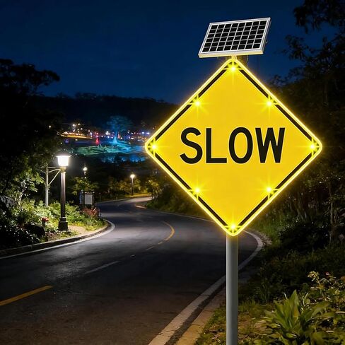 علامة عبور المشاة LED الوامضة التي تعمل بالطاقة الشمسية، علامات تحذير طريق المشاة من الألومنيوم مقاس 24 بوصة، طبقة عاكسة من الدرجة الهندسية in Kuwait