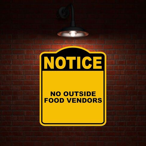 NO OUTSIDE FOOD VENDORS Notice Yellow Black Aluminum Composite Sign 15 x 18 inches in Kuwait