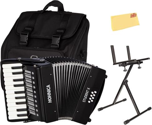 Hohner Hohnica 1303 12 Bass Piano Accordion - Pearl Red Bundle with Gig Bag, Straps, and Austin Bazaar Polishing Cloth in Saudi Arabia