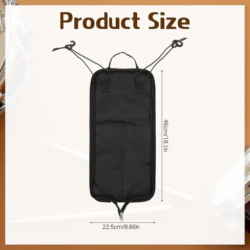 Drum Stick Bag, Black Drumstick Bag with Handle Portable Storage Case Universal Drum Stick Holder for Drum Set Percussion Mallet in Saudi Arabia