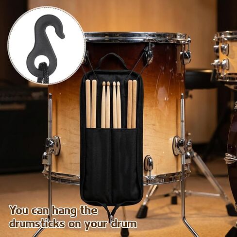 Drum Stick Bag, Black Drumstick Bag with Handle Portable Storage Case Universal Drum Stick Holder for Drum Set Percussion Mallet in Saudi Arabia