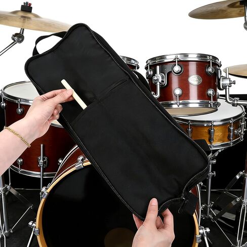 Drum Stick Bag, Portable Drumstick Bag for Drumsticks and Mallets Storage, Small Hanging Percussion Drum Stick Holder Case with Handle (Black) in Saudi Arabia