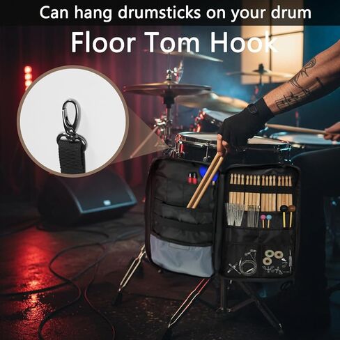 حقيبة عصا الطبل، حقيبة عصا الطبل المصنوعة من القماش المشمع شديدة التحمل - حامل عصا الطبل ذو سعة كبيرة مع حزام معزز للطبول وإكسسوارات الإيقاع والحفلة in Kuwait