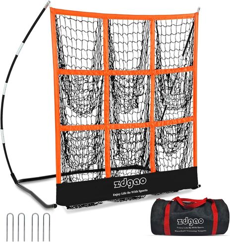 9 Hole Pitching Net for Baseball and Softball | Pitcher Training Net with Strike Zone Indoor Outdoor for Teens, Adults, Portable Pitching Training Equipment with Carry Bag in Saudi Arabia