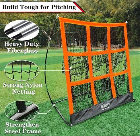 9 Hole Pitching Net for Baseball and Softball | Pitcher Training Net with Strike Zone Indoor Outdoor for Teens, Adults, Portable Pitching Training Equipment with Carry Bag in Saudi Arabia
