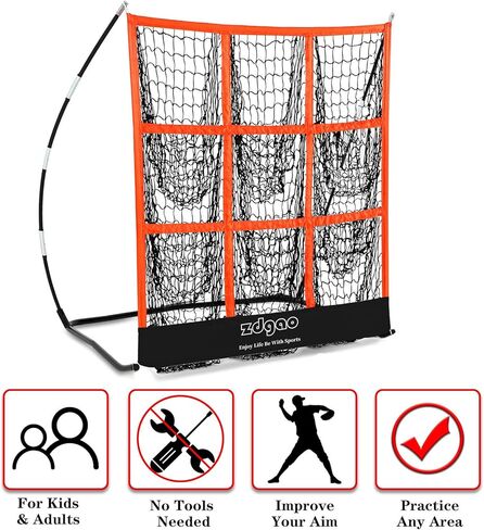 9 Hole Pitching Net for Baseball and Softball | Pitcher Training Net with Strike Zone Indoor Outdoor for Teens, Adults, Portable Pitching Training Equipment with Carry Bag in Saudi Arabia