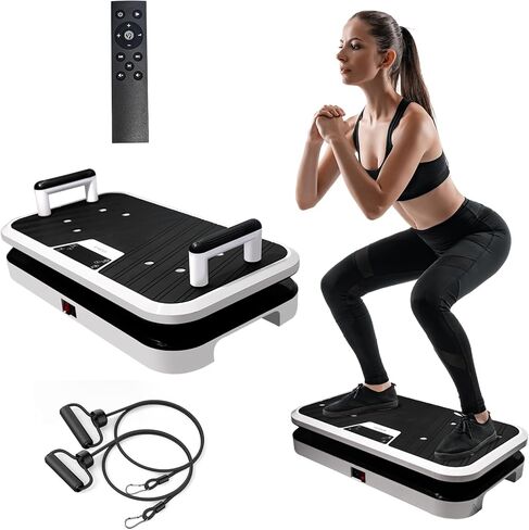 Vibration Plate Exercise Machine with Pushup Handle & Bluetooth, Full-Body Vibrating Plate for Lymphatic Drainage,Home Workout, Office Fitness, Weight Loss, Muscle Toning -Remote Control in Saudi Arabia