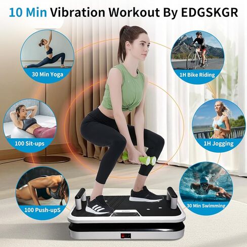 Vibration Plate Exercise Machine with Pushup Handle & Bluetooth, Full-Body Vibrating Plate for Lymphatic Drainage,Home Workout, Office Fitness, Weight Loss, Muscle Toning -Remote Control in Saudi Arabia