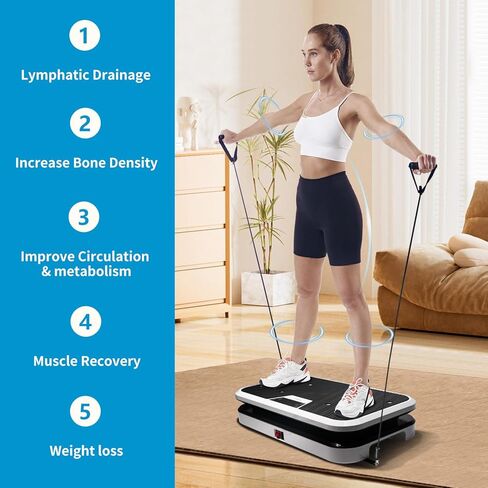 Vibration Plate Exercise Machine with Pushup Handle & Bluetooth, Full-Body Vibrating Plate for Lymphatic Drainage,Home Workout, Office Fitness, Weight Loss, Muscle Toning -Remote Control in Saudi Arabia