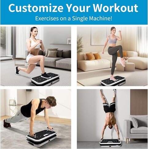 Vibration Plate Exercise Machine with Pushup Handle & Bluetooth, Full-Body Vibrating Plate for Lymphatic Drainage,Home Workout, Office Fitness, Weight Loss, Muscle Toning -Remote Control in Saudi Arabia