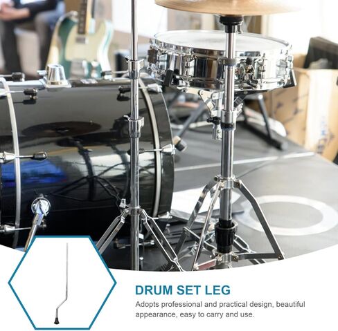 Drum Leg Replacement Stainless Steel Drum Set Accessory Non-Slip Bass Leg Support 18.11X2.36X0.98 Inch Durable Tom Part for Percussion Instruments in Saudi Arabia