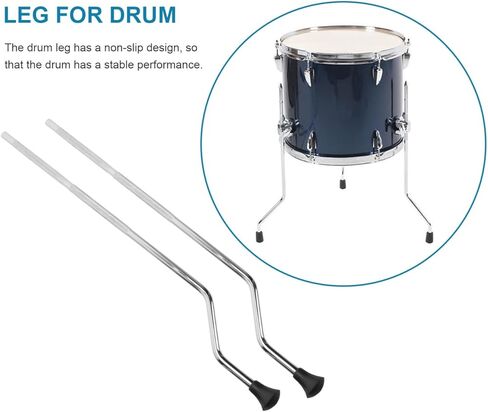 Drum Leg Replacement Stainless Steel Drum Set Accessory Non-Slip Bass Leg Support 18.11X2.36X0.98 Inch Durable Tom Part for Percussion Instruments in Saudi Arabia