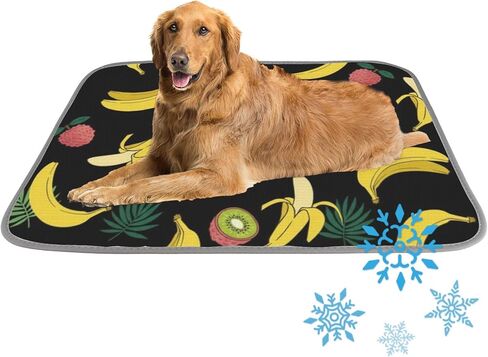 Cooling Mats for Cats Ice Silk Dog Bed Cooling Mat Fruits Banana Pattern Ice Silk Dog Bed Washable Pad for Dogs Medium 28" X22" Cat Mats Blanket Crate, Indoor& Outdoor Floor, Car Seats in Saudi Arabia