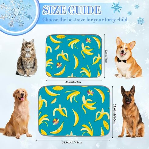 Cooling Mats for Cats Ice Silk Dog Bed Cooling Mat Fruits Banana Pattern Ice Silk Dog Bed Washable Pad for Dogs Medium 28" X22" Cat Mats Blanket Crate, Indoor& Outdoor Floor, Car Seats in Saudi Arabia