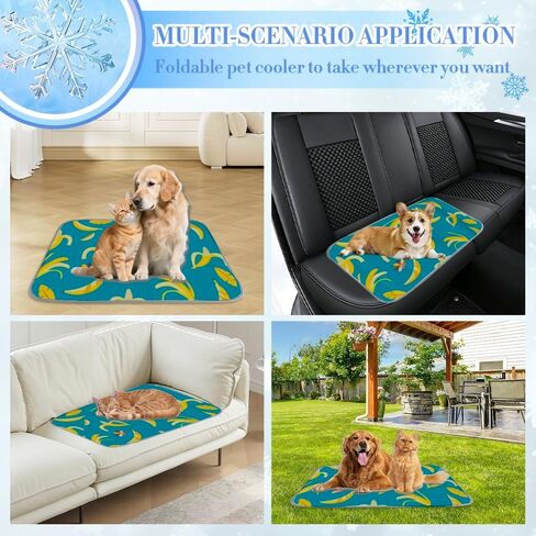 Cooling Mats for Cats Ice Silk Dog Bed Cooling Mat Fruits Banana Pattern Ice Silk Dog Bed Washable Pad for Dogs Medium 28" X22" Cat Mats Blanket Crate, Indoor& Outdoor Floor, Car Seats in Saudi Arabia