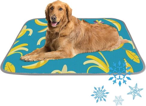Cooling Mats for Cats Ice Silk Dog Bed Cooling Mat Fruits Banana Pattern Ice Silk Dog Bed Washable Pad for Dogs Medium 28" X22" Cat Mats Blanket Crate, Indoor& Outdoor Floor, Car Seats in Saudi Arabia