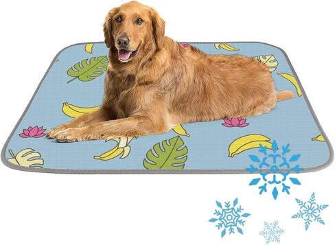Cooling Mats for Cats Ice Silk Dog Bed Cooling Mat Fruits Banana Pattern Ice Silk Dog Bed Washable Pad for Dogs Medium 28" X22" Cat Mats Blanket Crate, Indoor& Outdoor Floor, Car Seats in Saudi Arabia