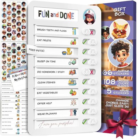 Chore Chart for Kids - Daily Routine Chart for Kids with Checklist & to Do List, Magnetic Kids Chore Chart - Chore Board Visual Schedule for Kids with Autism & Best ADHD Tools for Kids in Saudi Arabia
