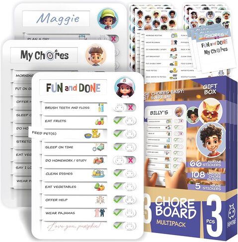 Chore Chart for Kids - Daily Routine Chart for Kids with Checklist & to Do List, Magnetic Kids Chore Chart - Chore Board Visual Schedule for Kids with Autism & Best ADHD Tools for Kids in Kuwait