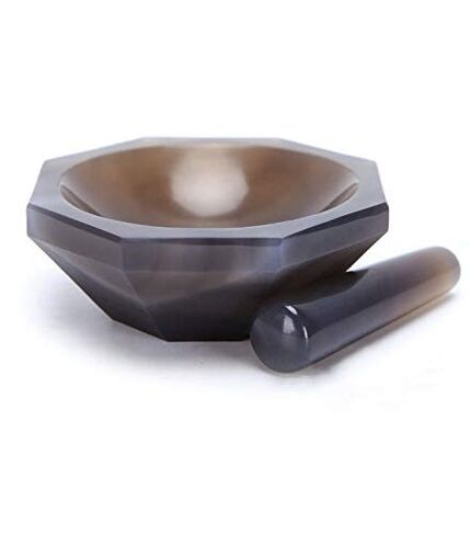 المعرف: 40 مم مجموعة هاون ومدقة العقيق الطبيعي لطحن المختبر بقطر داخلي 40 مم in Kuwait