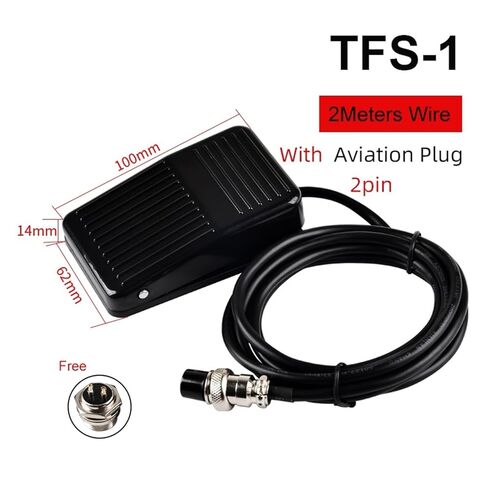 TFS-1 مفتاح دواسة قدم بلاستيكي مؤقت مضاد للانزلاق 10 أمبير/250 فولت تيار متردد NO+NC قابس طيران كهربائي 2/3 دبابيس أسود غير قابل للانزلاق (TFS-1 2 متر مع 2 دبابيس) in Saudi Arabia