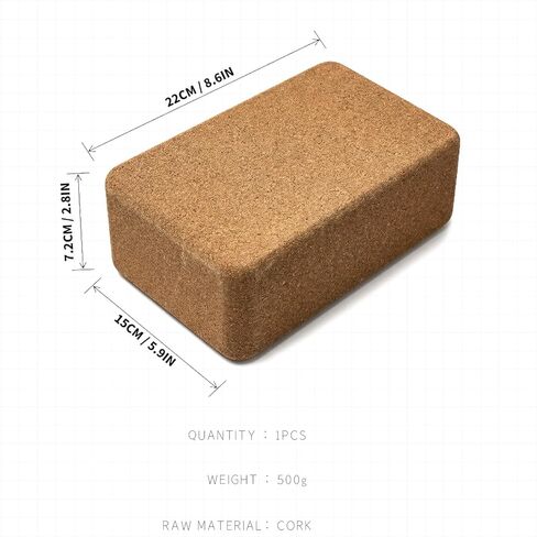 Cork Yoga Block, 9" x 6" x 3" Yoga Brick Cork Blocks Non-Slip for Women & Men Lightweight Yoga Accessories for Yoga, Pilates & Stretching in Kuwait