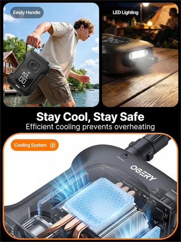 OGERY Paddle Board Electric Pump 20PSI with Safe & Fast Dual Stage Inflation & Deflation, Max. 4.5 SUPs Long-Lasting, Smart Auto-Off Rechargeable Compact Air Pump for Sup Inflatable Beds Tent Boats in Kuwait