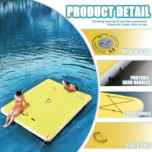 Inflatable Floating Dock, Floating Island Raft, Multi-Person Inflatable Water Mat, Air Dock Platform for Lakes, Pools, and Oceans, 6FT in Kuwait