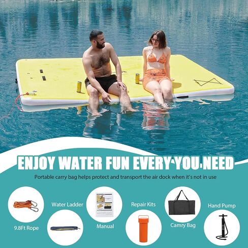 Inflatable Floating Dock, Floating Island Raft, Multi-Person Inflatable Water Mat, Air Dock Platform for Lakes, Pools, and Oceans, 6FT in Kuwait