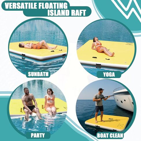 Inflatable Floating Dock, Floating Island Raft, Multi-Person Inflatable Water Mat, Air Dock Platform for Lakes, Pools, and Oceans, 6FT in Kuwait