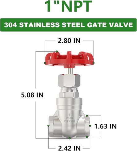 TAISHER 1PCS 304 Stainless Steel Gate Valve, 1" NPT Female Rotary Sluice Valve With Wheel Handle, For Water, Oil, Gas in Saudi Arabia