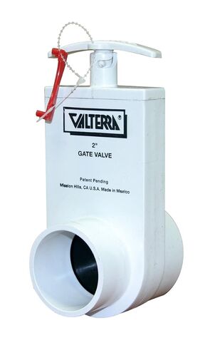 صمام بوابة Valterra 2202X PVC Unibody، أبيض، 2 بوصة منزلق × حنفية مع حارس البوابة in Saudi Arabia