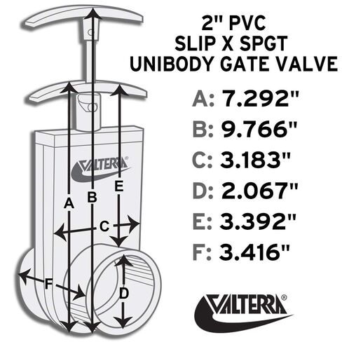 صمام بوابة Valterra 2202X PVC Unibody، أبيض، 2 بوصة منزلق × حنفية مع حارس البوابة in Saudi Arabia