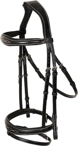 Exion Horse English Jumping Flash Bridle with Ergonomic Crown Piece, Soft Padding Anatomic Design Snaffle Noseband and Rubber Rein for Horses in Kuwait
