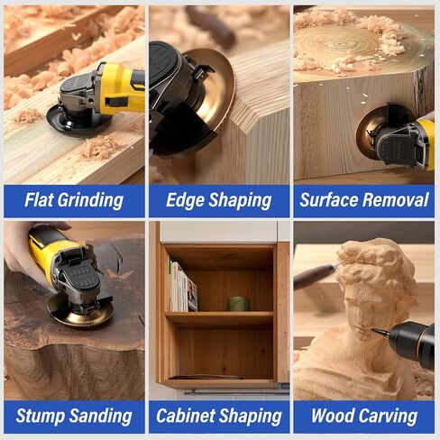 مجموعة أقراص نحت الخشب BURMONG 14 قطعة لمطحنة الزوايا، قرص تشكيل الخشب 4 بوصة و4.5 بوصة وعجلة الطحن، أقراص نحت الفولاذ الكربوني مع نتوءات دوارة، حلقات محول 5/8 بوصة و7/8 بوصة in Kuwait