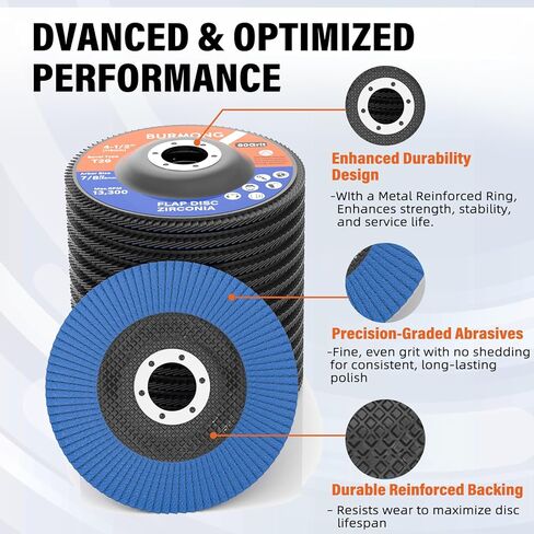 BURMONG 30 حزمة أقراص رفرف 4-1/2 بوصة لمطحنة الزوايا - 40/60 Grit T29 أقراص طحن وصنفرة زركونيا كاشطة، أربور 7/8 بوصة، للمعادن والخشب والفولاذ المقاوم للصدأ in Kuwait