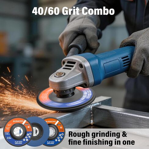 BURMONG 30 حزمة أقراص رفرف 4-1/2 بوصة لمطحنة الزوايا - 40/60 Grit T29 أقراص طحن وصنفرة زركونيا كاشطة، أربور 7/8 بوصة، للمعادن والخشب والفولاذ المقاوم للصدأ in Kuwait