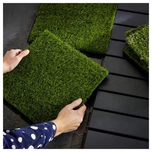 Artificial Grass Deck Tiles – Interlocking Synthetic Turf Flooring for Patio, Balcony, or Garden – 9 Sq Ft Coverage, Easy Snap-Together Outdoor Flooring Solution in Kuwait