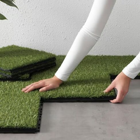 Artificial Grass Deck Tiles – Interlocking Synthetic Turf Flooring for Patio, Balcony, or Garden – 9 Sq Ft Coverage, Easy Snap-Together Outdoor Flooring Solution in Kuwait
