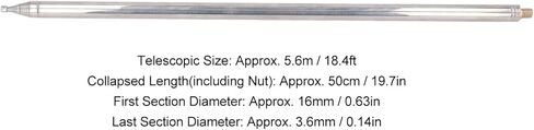 5.6m/18.4ft Telescopic Antenna m10 14 Sections 5.6meter M10 Interface Stainless Steel Tie Rod Telescoping for DIY 5.6 m Antennas discone Antenna for DIY, Positive Antennas in Saudi Arabia