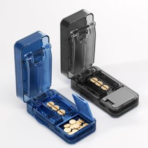 Pill Cutter - 1/2 Pill Splitter for Small Tiny Large Pills with Sealed Storage for Cutting Tablets Vitamins Medication, Portable Travel-Size for Seniors Pets (Blue) in Kuwait