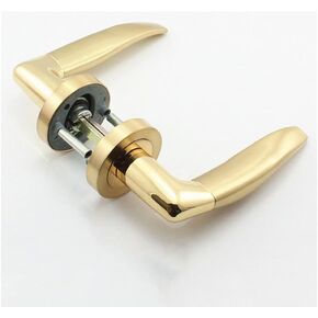 قفل باب مرور من سبائك الزنك، قفل نقر أوروبي، شكل ملتوي، مقبض ألومنيوم لممر غرفة المعيشة (اللون: أسود) (أسود) in Kuwait