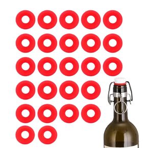 استبدال حشية الزجاجة، استبدال الزجاجة، حشية السيليكون، 25 قطعة من حشوات مطاط السيليكون، حشوات سيليكون حمراء لأختام زجاجات البيرة المنزلية المتأرجحة in Kuwait