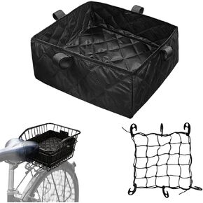 Bike Basket Liner with Adjustable Cargo Net, Thickened Reusable Bicycle Basket Insert for Rear Rack & E-Bike Baskets, Fits Most Wire Bike Baskets (Basket Not Included) in Kuwait