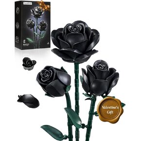 Black Roses Flower Building Set - 3Pack, Artificial Flowers Bouquet Kits Compatible with Lego for Adults, Gift for Valentines & Mother‘s Day - Gothic Retro Botanical Collection Home Decor - IA11009 in Kuwait