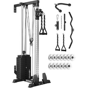 WM2-V4 Wall Mount Cable Station with Aluminum Pulley, Cable Crossover Machine with Weight Stack and 33 Adjustable Positions, High & Low Dual Pulley System for Home Gym in Kuwait
