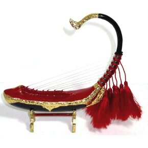 BURMESE GOLDEN HARP MYANMAR HANDICRAFTS GIFTS/SOUVENIRS MUSIC STRING INSTRUMENT supplier_mimosaaffection in Kuwait