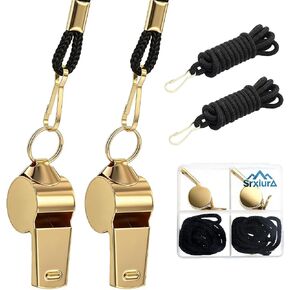 Whistle, 2 Pack Stainless Steel Sports Whistles with Lanyard, Loud Crisp Sound Whistles Great for Coaches, Referees, and Officials，Outdoor Enthusiasts,Life Saving,Hiking,Pets Training in Saudi Arabia