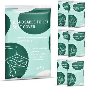 60 Pcs Disposable Flushable Paper Toilet Seat Covers Travel Supplies Essentials for Airplane, Public Restrooms, Bathroom, Hotels, Camping, Kids or Adults in Kuwait
