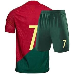 Youth Soccer Fan Jersey Portugal Sports Jersey Shirt Free Shorts (US, Age, 6 Years, 7 Years) Red in Kuwait